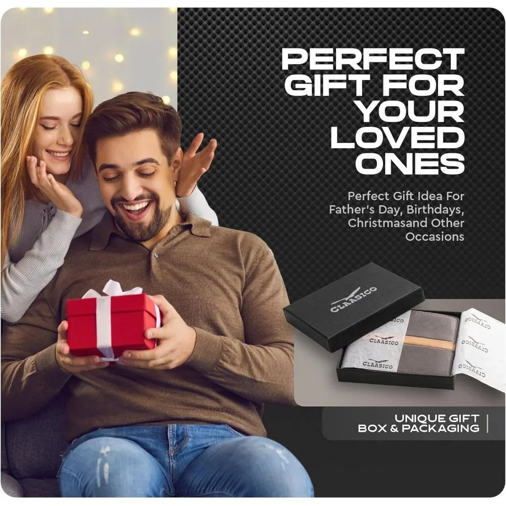 Men’s - Genuine Leather Slim Bifold RFID Wallet Gift for Men Packed in Stylish